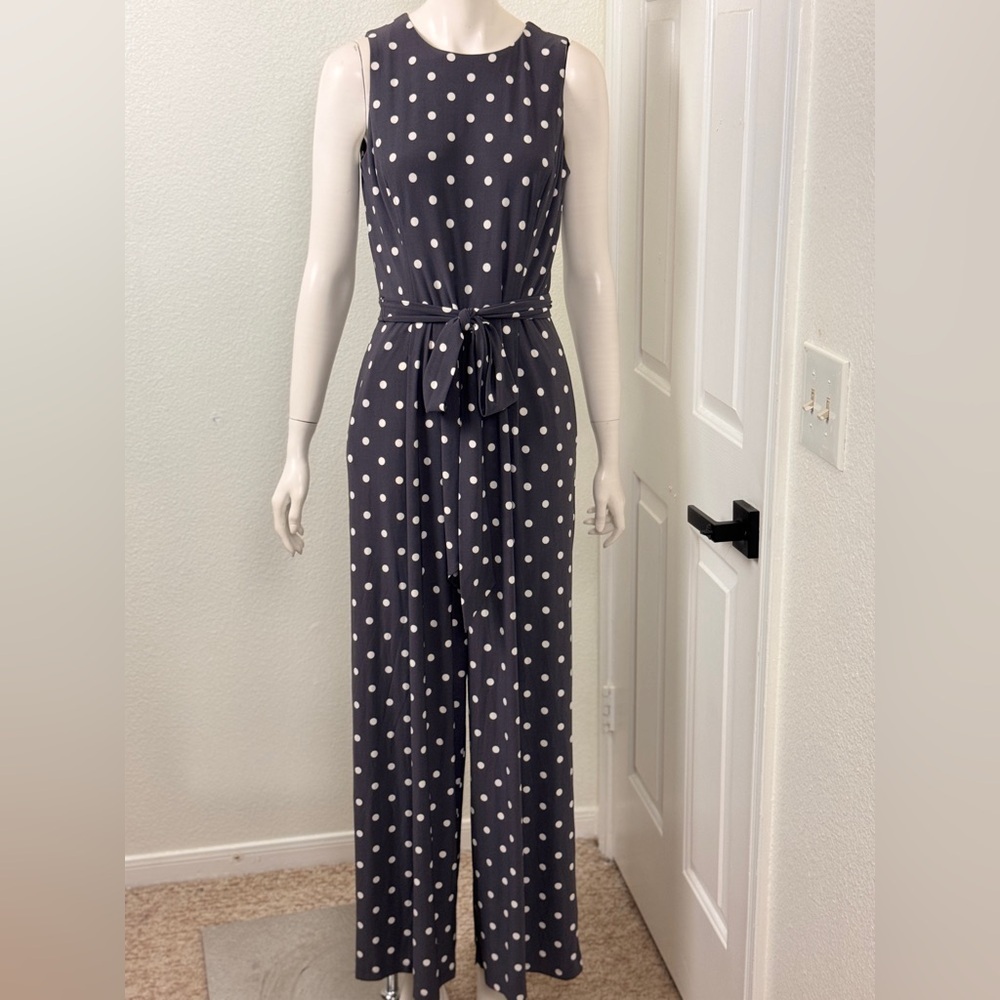 Ralph Lauren Navy and White Polka Dot Jumpsuit J-40